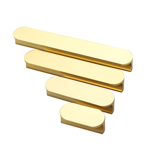 <b>Gold</b>-colored Oval Aluminum Alloy Wardrobe Handles Minimalist Style Durable <b>Cabinet</b> Drawer Pulls - Product Image 1