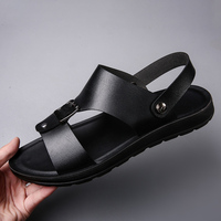 Sandales plateforme en cuir véritable pour hommes, légères, antidérapantes, pour l'hiver et l'été, chaussures de plage, loisirs en plein air, double usage