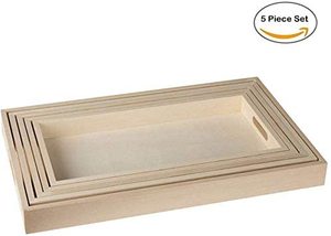 Plateaux de service rectangulaires en bois non finis, personnalisables, pour la vente en gros, avec poignées, pour l'organisation et la présentation des aliments - Product Image 4
