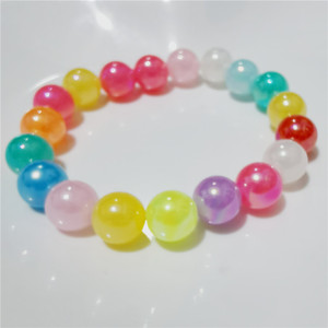 Colored Acrylic Bead Bracelet 10mm Single Layer Unisex Jewelry <b>Gift</b> - Product Image 1