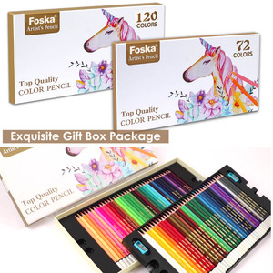 Crayons <span class=keywords><strong>de</strong></span> couleur professionnels FOSKA en bois à base d'huile, 7 pouces, pour artistes, débutants, enfants et adultes, en 72 ou 120 couleurs vives - Product Image 2