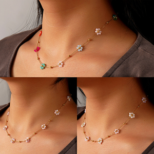 Collar de Flores con Cuentas Multicolores Resoul, Cadena Chapada en Oro de 18K, Collares Coreanos <span class=keywords><strong>para</strong></span> Mujer, Joyerí<span class=keywords><strong>a</strong></span> Linda <span class=keywords><strong>para</strong></span> Uso Diario, Regalo - Product Image 3