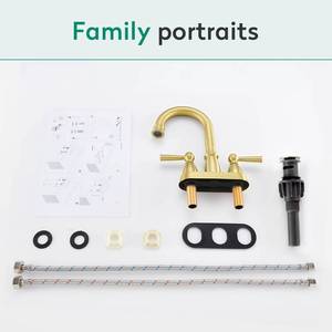 Grifo de Lavabo Moderno de Acero Inoxidable Dorado de 4 Pulgadas con Doble Manija, Montado en Cubierta, Venta al por Mayor de Fábrica a Bajo Precio - Product Image 6