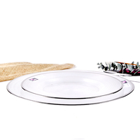 Assiettes rondes en verre transparent à motif spirale, bord argenté, pour restaurant, banquet, vaisselle de table à domicile