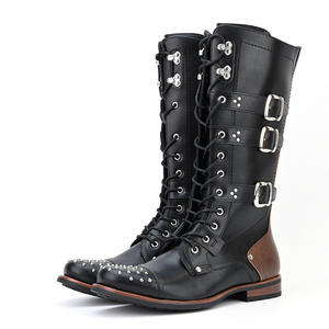 Cross-Border Plus Size Hot-Selling Retro Rivet Bottes de chevalier pour hommes Bottes de <span class=keywords><strong>moto</strong></span> Multicolore Taille américaine - Product Image 1