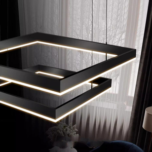 Lampada a Sospensione Moderna Contemporanea in Acrilico Nero Nuovo Design Lampadario Quadrato a LED per Sala da Pranzo e <span class=keywords><strong>Soggiorno</strong></span> - Product Image 4