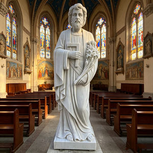 Grande statue en marbre de la Sainte Famille, Joseph, Marie et l'Enfant Jésus, statue catholique, décoration religieuse pour jardin extérieur - Product Image 5