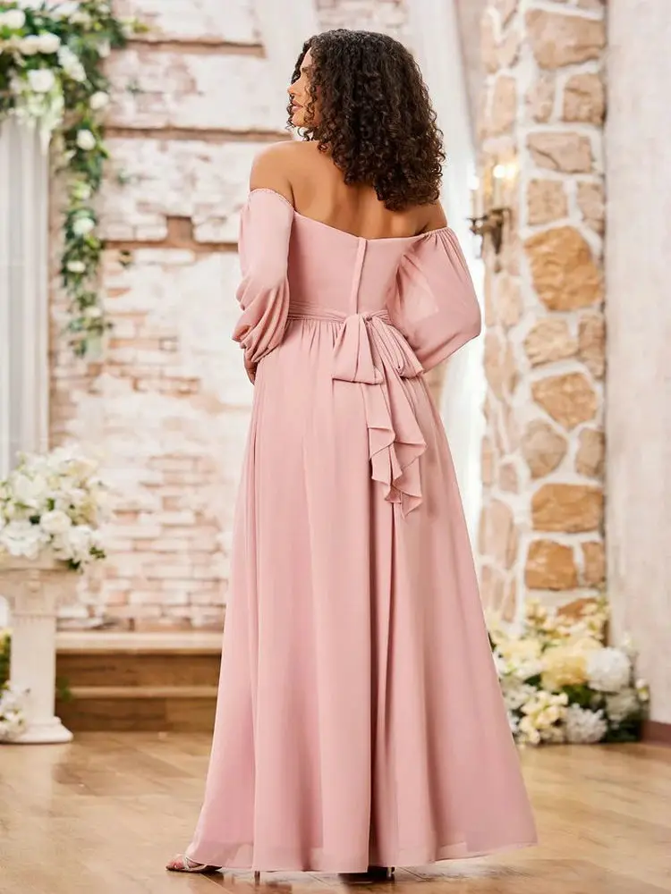 long sleeve pink bridesmaid dress Long Sleeves Pink Lace Prom Dresses, Pink Lace Long Formal Evening Bri jbydress