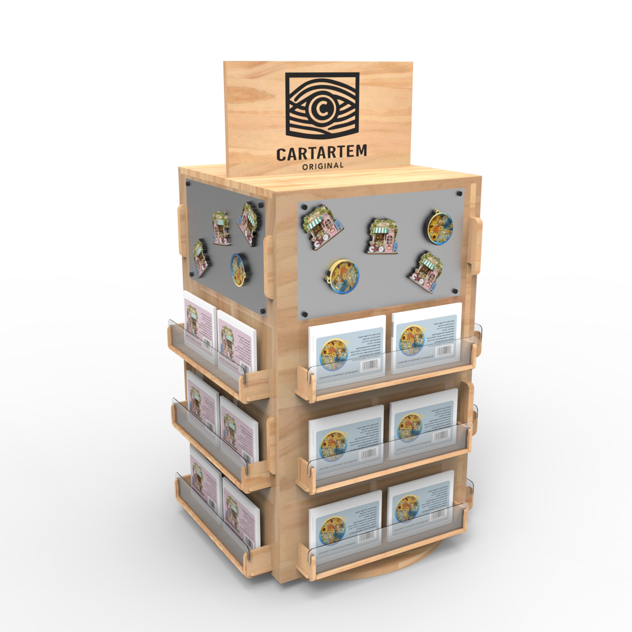 Apache Custom Wood Magnetic Refrigerator Sticker Display Stand for Supermarkets