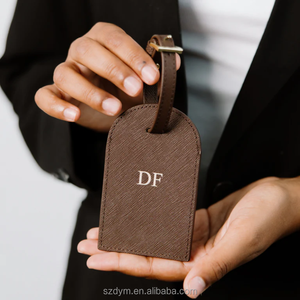 Étiquette de bagage personnalisée en cuir PU de luxe avec sangle réglable, identificateur de valise, étiquette nominative, cadeau de voyage pour avion - Product Image 1