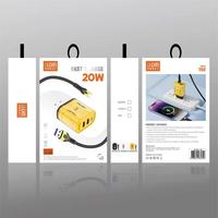 Chargeur mural double USB 20W avec câble Type C, prise US EU UK, chargeur rapide pour téléphone portable, charge rapide 20W, adaptateur secteur 2 USB