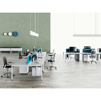 Bureau de travail modulaire ergonomique blanc contemporain, design modulaire, assemblage DIY, poste de travail informatique moderne pour immeuble de bureaux