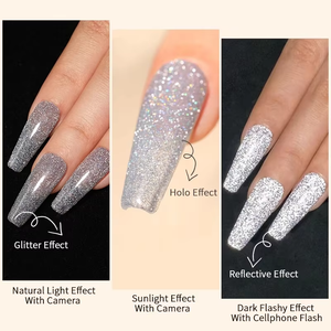 Esmalte de <span class=keywords><strong>Uñas</strong></span> <span class=keywords><strong>en</strong></span> <span class=keywords><strong>Gel</strong></span> Reflectante con Diamantes de Discoteca, Efecto Holográfico Brillante, Secado con Lámpara UV LED, para Manicura Profesional, 10 ml - Product Image 5