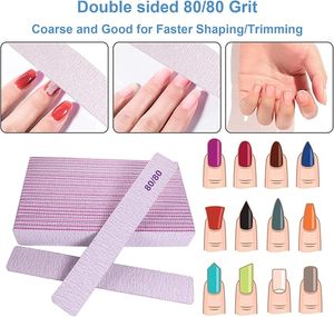 Limes à ongles grain 80/80, limes à ongles en émeri pour ongles en acrylique et en gel, lime à ongles double face à grain grossier - Product Image 2
