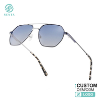 Lunettes de soleil SENTA Fashion Luxury Pilot Shape Frame Metal, nouveau design, double pont, verres dégradés, unisexes, métalliques