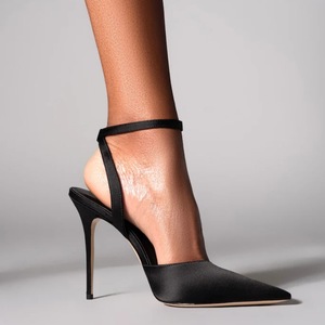 Escarpins pour femmes en satin uni, à bout pointu, avec boucle, talon aiguille, résistants à l'usure, grandes tailles, printemps, <span class=keywords><strong>noir</strong></span> - Product Image 5