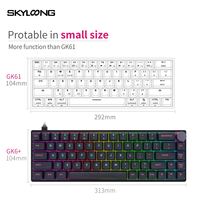 Skyloong Precio al por mayor Cable 65% GK6 + Kybaords mecánicos para Gamer 68 teclas con interruptor Knobing Teclado mecánico