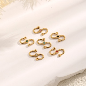 Conector de Cierre en Forma de S con Pedrería |   Gancho en Forma de Serpiente de Acero Inoxidable Chapado en Oro PVD de 18K para Hacer Joyería, Pulseras y Collares - Product Image 3