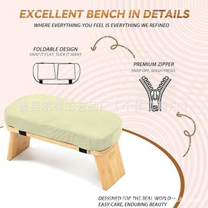 Creative <b>bamboo</b> and wood foldable yoga <b>stool</b>, portable wooden meditation <b>stool</b>, home solid wood <b>stool</b>, soft kneeling <b>stool</b> - Product Image 4