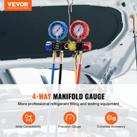 Kit de manomètres de climatisation 4 voies avec flexibles de 1,5 m pour la recharge et l'évacuation de fréons R134A/R22/R12/R410A pour voitures