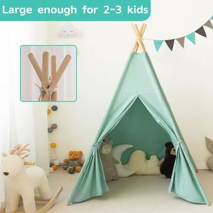 Tente tipi portable pour enfants, couleur verte, pour l'intérieur et l'extérieur, très vendue - Product Image 4
