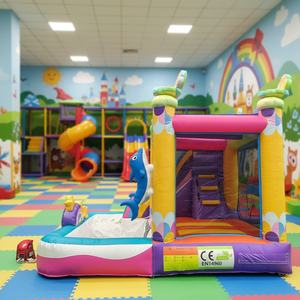 Château gonflable commercial bleu et violet en PVC avec toboggan double piste, garantie de 3 ans, installation facile pour <span class=keywords><strong>location</strong></span> de fêtes d'enfants - Product Image 5