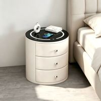 Table de chevet intelligente de luxe léger, moderne et minimaliste en bois massif, avec chargement USB sans fil et lumière LED, pour chambres à coucher