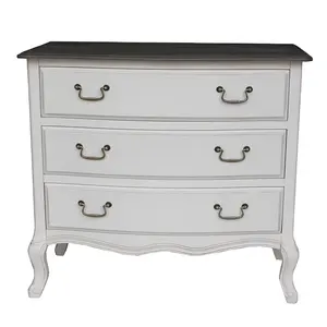 Shabby Chic Antique French Style 3 Drawer White Chest of Drawers tallboy chest of drawers