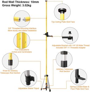 <span class=keywords><strong>Huepar</strong></span> LP36, Perche télescopique, Trépied pour niveau laser de 3,7 m/12 pieds de hauteur - Product Image 2