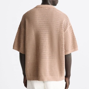 Camiseta Polo de Hombre Personalizada con Logotipo, de Alta Calidad, Tejida en Crochet, con Malla Hueca, Tallas Grandes - Product Image 5