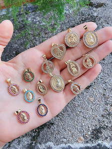 Pendentif en laiton plaqué or pour médaille miraculeuse Vierge Marie Collier pour enfants Collier catholique Pulsera - Product Image 4