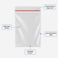 Petits sacs en plastique transparent avec fermeture éclair, de 6x9cm à 40x55cm, pour bijoux, perles, vis, pilules, échantillons, emballage réutilisable, résistant à l'humidité