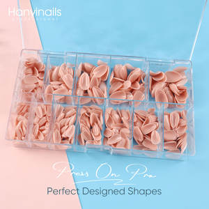 Hanyinails OEM Fournitures Nail Beauty cercueil d'amande rose douce conçu presse sur les ongles 600pcs boîte gros ongles français conseils - Product Image 3
