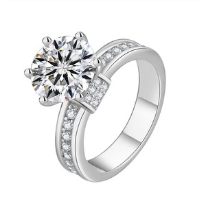 ナベスト 変色しない925スターリングシルバー 6爪VVSモアサナイトリング ロジウムメッキ 婚約指輪 結婚指輪 ジュエリーサプライヤー - Product Image 1