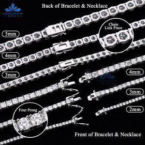 Бижутерия в стиле хип-хоп 925 из стерлингового серебра VVS Moissanites бриллиантовое ожерелье с цепочкой для тенниса для мужчин и женщин - Product Image 5