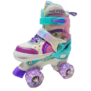 Bán hàng nóng Nàng Tiên Cá skaking Giày nhấp nháy đèn có thể điều chỉnh rollerblad Quad giày trượt băng
