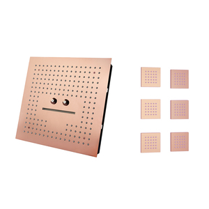 Set Doccia a Pioggia Moderno in Ottone e Acciaio Inox 304, Colonna Doccia a Parete con Miscelatore, Finitura Spazzolata, Ceramica - Product Image 3