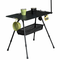 Table de camping IGT multifonctionnelle portable en aluminium pliable et réglable, bureau tactique d'extérieur avec rangement en maille pour barbecue