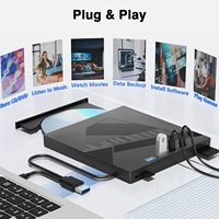 External CD/DVD Drive for PC/Laptop 7-in-1 with USB Hub, USB 3.0/Type-C/SD/TF Reader, Burner/Writer for Windows & Linux