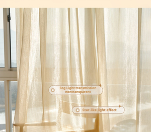 Tenda in garza di lino con ombreggiatura bianca <span class=keywords><strong>e</strong></span> <span class=keywords><strong>Beige</strong></span> all'uncinetto in stile dorato per casa soggiorno camera da letto tenda in tessuto - Product Image 5