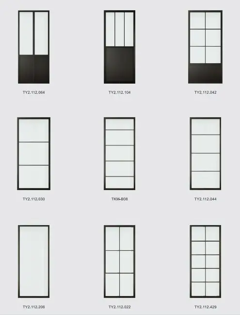 Interior Partition Glass Barn Door with Black Steel Frame Clear Tempered Glass