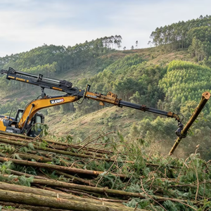Grue forestière XUVOL 25m à flèche télescopique pour excavatrice de 13 tonnes, grappin à bois pour pentes et collines, machinerie forestière - Product Image 1