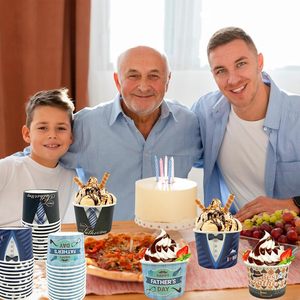 24 paquets de 9 oz, coupelles en papier jetables pour la fête des Pères, avec motif chapeau de papa, pour glace, collations et desserts, y compris pour le yaourt - Product Image 2