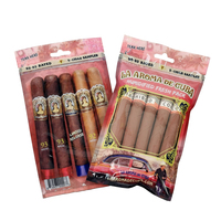 Sacs à cigares jetables OPP/PE de qualité alimentaire thermoscellables imprimés en gravure avec fermeture éclair, humidor de voyage 5 pièces avec humidificateur en éponge
