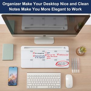 Anti-Stain Desktop Glass Dry Erase <strong>Board</strong> with Custom Planner Small Weekly Glass Desktop Whiteboards With Storage - Product Image 3