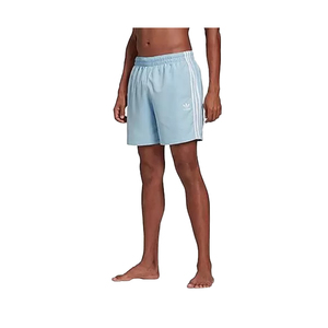 Adidas Originals 3-<b>Stripes</b> Mens Swim Trunks Light <b>Blue</b>/<b>White</b> Boardshorts L & Nylon Printed Pattern | 100% Authentic - Product Image 1