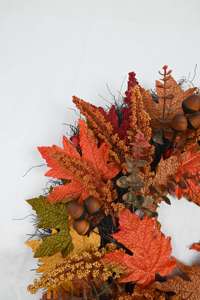 Popular Customized Indoor Outdoor <b>Decorations</b> Autumn Fall <b>Wreaths</b> 20inch Maple Leaf Round <b>Wreath</b> - Product Image 5