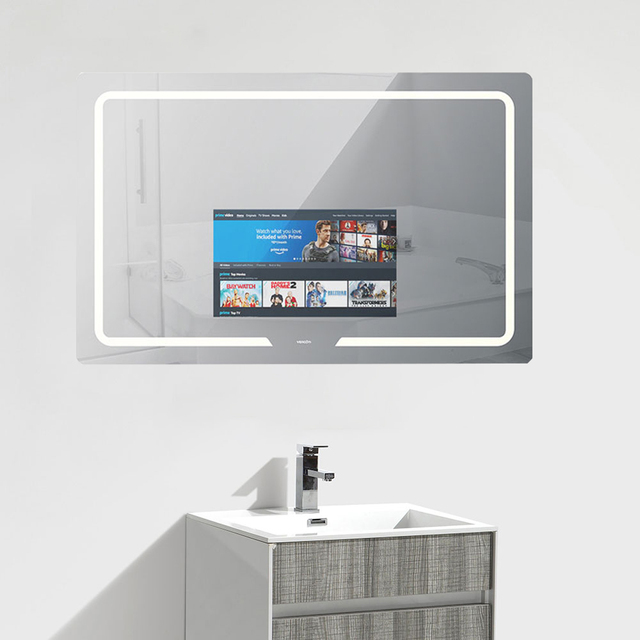 Front-lighted Smart Bathroom Mirror Android Bathroom Mirror TV Android 1200*800mm for Jumeirah Smart Residential Condos