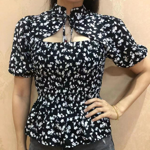 Nuevo Modelo de Blusa de Poliéster para Mujer, Estilo Coreano Vintage, Cuello Mao Largo Tejido - Product Image 1