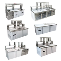 Équipement de Bar à Jus Mobile Réfrigéré pour Thé Boba en Acier Inoxydable, Design Moderne et Multifonctionnel, Conception Personnalisée, Durable et Facile à Utiliser